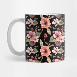 Floral mask, red flowers mask, black red flowers mask, floral pattern mask, flowers pattern mask, flowers face mask Mug